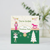 Kinder - Weihnachtsbaum, Ballerina, Nutcracker Einladung (Stehend Vorderseite)