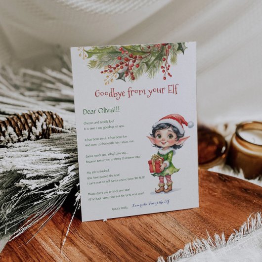 Kinder Weihnachtself Girl Auf Wiedersehen Letter C Einladung