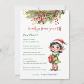 Kinder Weihnachtself Girl Auf Wiedersehen Letter C Einladung (Vorderseite)