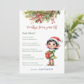 Kinder Weihnachtself Girl Auf Wiedersehen Letter C Einladung (Stehend Vorderseite)