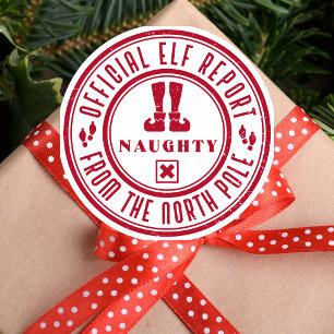 Kinder Weihnachtself Naughty Runder Aufkleber