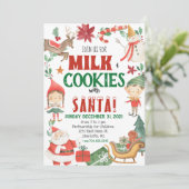 Kinder - Weihnachtsmilch und Cookies Einladung (Stehend Vorderseite)