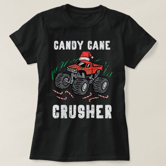 Kinder Weihnachtsmonster Truck Candy Cane Crusher T-Shirt (Design vorne)
