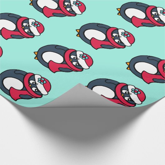 Kinder Weihnachtspinguine Wrapping Paper Geschenkpapier (Ecke)
