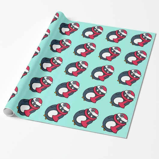 Kinder Weihnachtspinguine Wrapping Paper Geschenkpapier (Ungerollt)