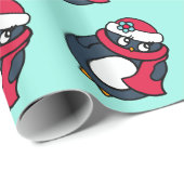 Kinder Weihnachtspinguine Wrapping Paper Geschenkpapier (Rolleneckpunkt)