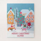 Kinder Weihnachtszeit mit Waldtieren Puzzle (Vertikal)