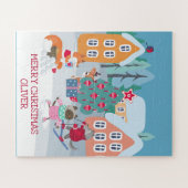 Kinder Weihnachtszeit mit Waldtieren Puzzle (Horizontal)