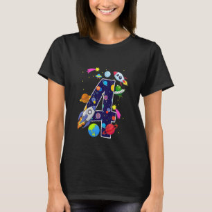 Kinder Weltraum 4 Jahre alt 4 Jahre Geburtstag Pla T-Shirt