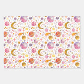 Kinder Weltraum Planet weiße Farbe Geschenk Geschenkpapier Set (Vorderseite)