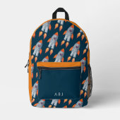 Kinder Weltraumrakete Mit Monogramm Bedruckter Rucksack (Vorderseite)