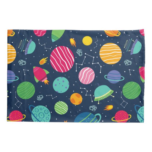 Kinder Weltraumraketen Planeten Konstellationen Kissenbezug (Rückseite)