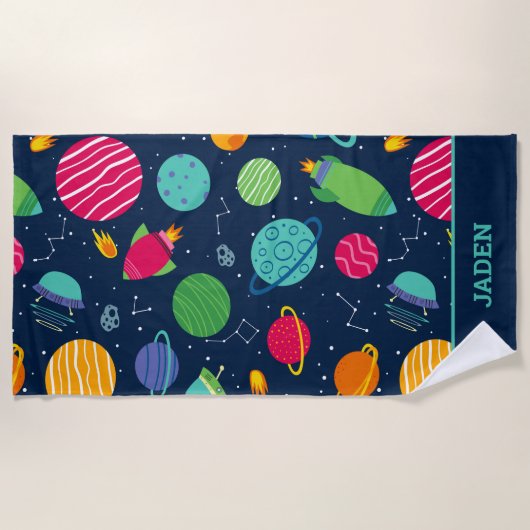 Kinder Weltraumraketen Planeten Konstellationen Strandtuch (Vorderseite)