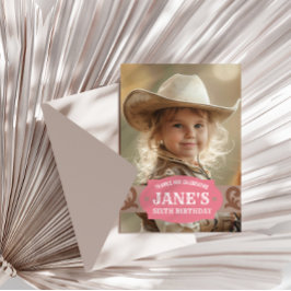 Kinder Western Geburtstag Rosa/Braun Foto Dankeskarte