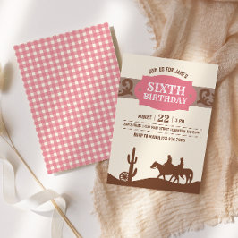 Kinder Western Geburtstag Rosa und Braun Party Einladung