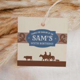 Kinder Western Geburtstagsparty Blue/Brown Vielen Geschenkanhänger