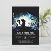 Kinder Whimsical Cat Geburtstag Einladung (Stehend Vorderseite)