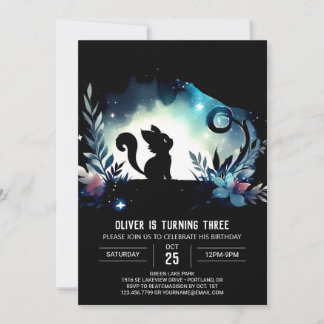 Kinder Whimsical Cat Geburtstag Einladung