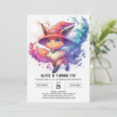 Kinder Whimsical Fox Geburtstag Einladung (Stehend Vorderseite)