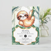 Kinder Whimsical Sloth Geburtstag Einladung (Stehend Vorderseite)