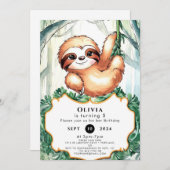 Kinder Whimsical Sloth Geburtstag Einladung (Vorne/Hinten)