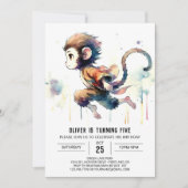 Kinder Whimsischer Affe Geburtstag Einladung (Vorderseite)