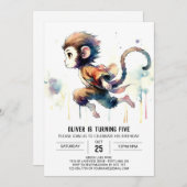 Kinder Whimsischer Affe Geburtstag Einladung (Vorne/Hinten)