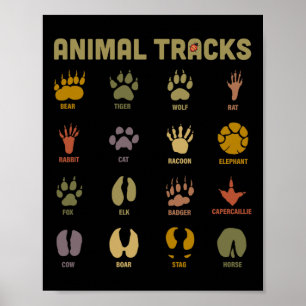 Kinder Wilde Tierfährten Kinder Lernen Poster