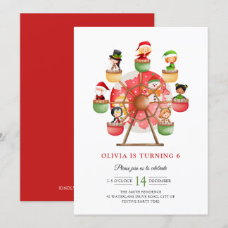 Kinder Winter Wonderland Ferris Wheels Xmas Geburt Einladung