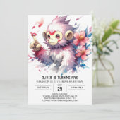 Kinder Woodland Affe Geburtstag Einladung (Stehend Vorderseite)