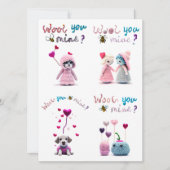 Kinder Wooly Critters 4xValentinstag Card Feiertagskarte (Vorderseite)