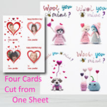 Kinder Wooly Critters 4xValentinstag Card