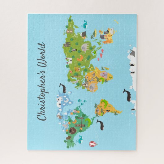 Kinder World Map Animes Moderne Monogram Name fun Puzzle (Vertikal)