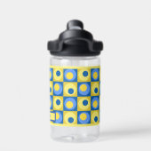 Kinder Yellow Blue Personalisiert Dot Square Thema Trinkflasche (Rückseite)