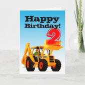 Kinder Yellow Digger 2. Geburtstag Karte (Vorderseite)