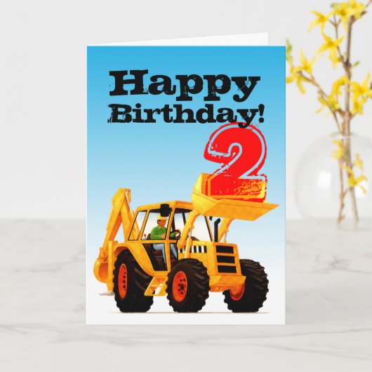Kinder Yellow Digger 2. Geburtstag Karte (Gelbe Blume)