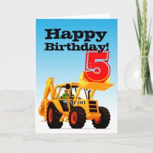 Kinder Yellow Digger 5. Geburtstag Karte