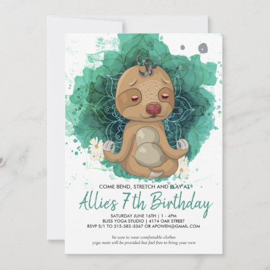 Kinder Yoga Geburtstagsparty Einladung (Vorderseite)