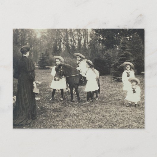 Kinder Zar & Zarina Russland mit Pony - OTMA Postkarte (Vorderseite)