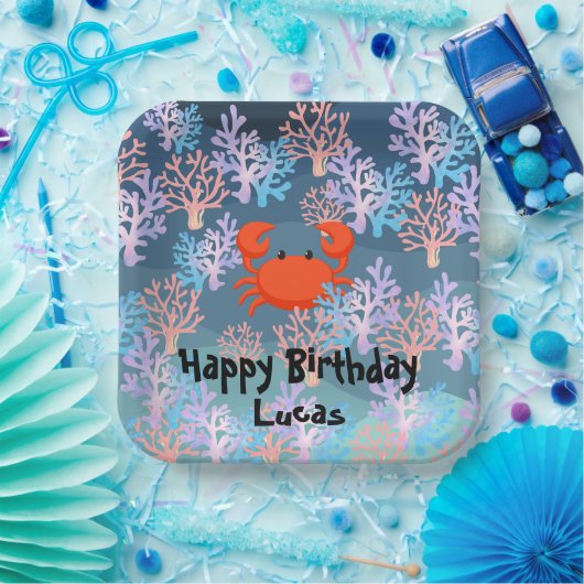 Kinder Zauberkrabbe unter der Regenbogenhaube Pappteller (Party)