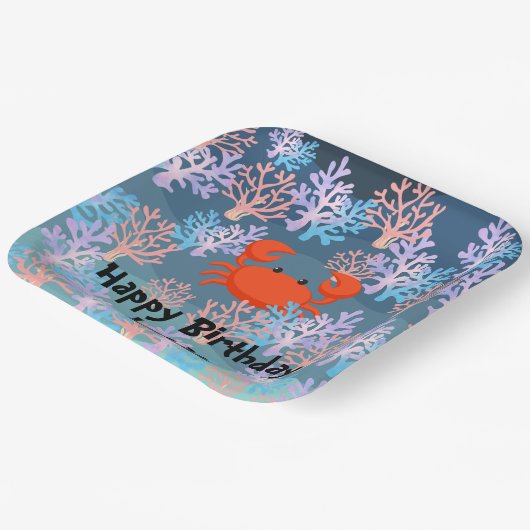 Kinder Zauberkrabbe unter der Regenbogenhaube Pappteller (Gewinkelt)