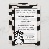 Kinder Zebra Geburtstagsparty Einladung (Vorne/Hinten)