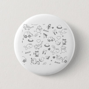 Kinder zeichnen Baby Fish Cat Pattern Car Book Button