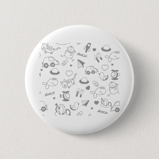 Kinder zeichnen Baby Fish Cat Pattern Car Book Button (Vorderseite)
