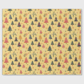 Kinder Zeichnete Niedlichen Weihnachtsbaum Gelb Geschenkpapier (Flach)