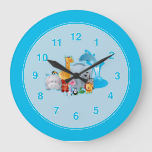 Kinder Zoo Tiere Wanduhr