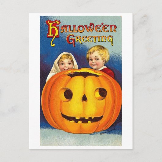 Kinder zu Halloween Postkarte (Vorderseite)