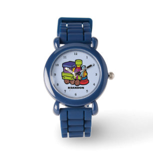 Kinder Zug Jungen Blau Benutzerdefinierter Name Armbanduhr