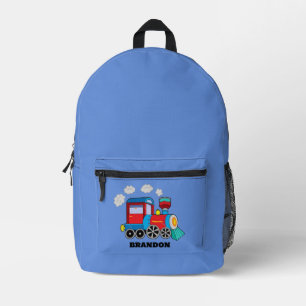 Kinder Zug Jungen Blau Benutzerdefinierter Name Bedruckter Rucksack