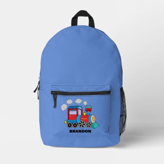 Kinder Zug Jungen Blau Benutzerdefinierter Name Bedruckter Rucksack (Vorderseite)